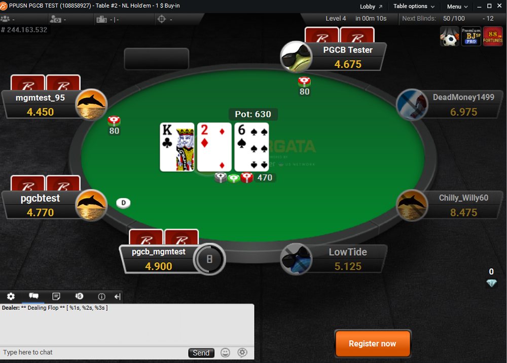 Clean and smooth user interface of Borgata Poker PA tables